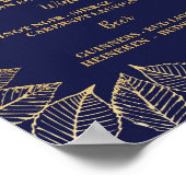 Poster Enseigne de bar Feuilles d'or Navy Réception de ma (Coin)