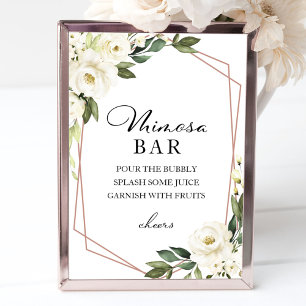 Poster Enseigne de bar géométrique de verdure blanche Mim