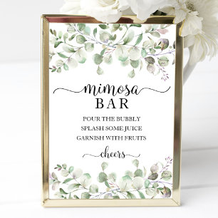 Poster Enseigne de bar Mimosa aquarelle Eucalyptus Verdur