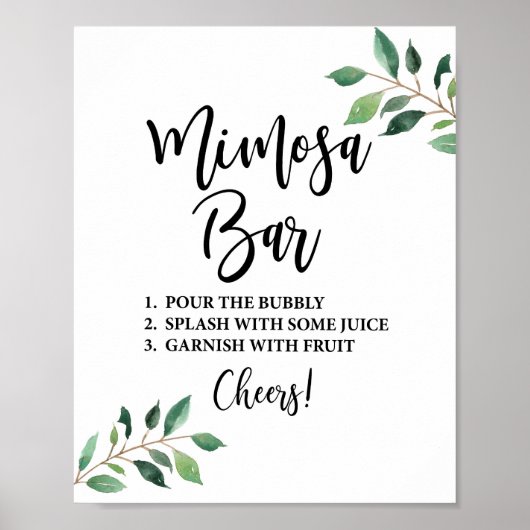 Poster Enseigne de bar Mimosa de mariage ou de fête avec  (Devant)