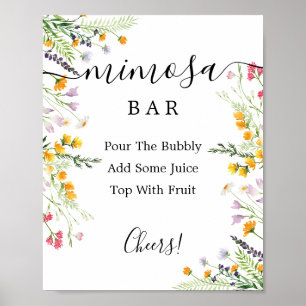 Poster Enseigne de bar Mimosa Fleurs sauvages