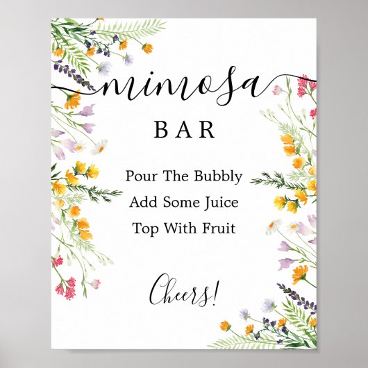 Poster Enseigne de bar Mimosa Fleurs sauvages (Devant)