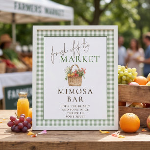 Poster Enseigne de bar Mimosa Gingham Market pour enterre