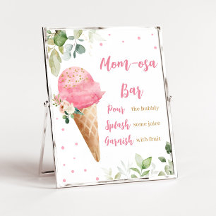 Poster Enseigne de bar Mom Osa pour Baby Shower Glace Ros