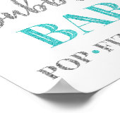 Poster Enseigne de bar pétillant Confetti Bleu Argent (Coin)