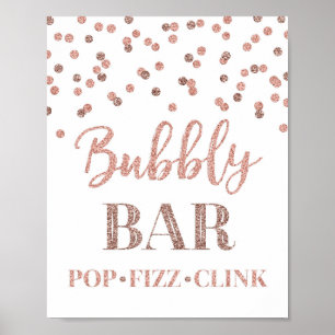 Poster Enseigne de bar pétillant en confetti or rose