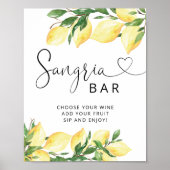 Poster Enseigne de bar Sangria au citron élégant aquarell (Devant)