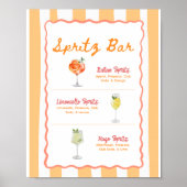 Poster Enseigne de bar Spritz à motif rayure ondulée (Devant)