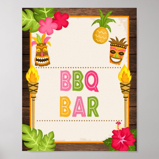 Poster Enseigne de barbecue luau (Devant)