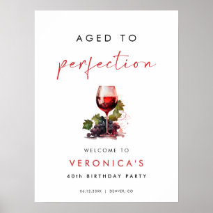 Poster Enseigne de bienvenue d'anniversaire de vin vieill