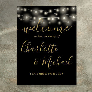 Poster Enseigne de bienvenue de mariage avec guirlande lu