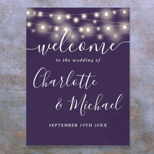 Poster Enseigne de bienvenue de mariage avec guirlandes v