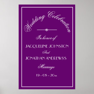 Poster Enseigne de bienvenue de mariage élégante avec nom