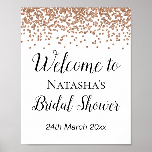 Poster Enseigne de bienvenue en rose gold - Sign mariage (Devant)