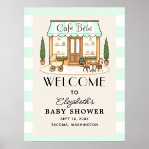 Poster Enseigne de bienvenue pour Baby Shower French Cafe