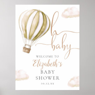 Poster Enseigne de bienvenue pour Baby Shower Montgolfièr