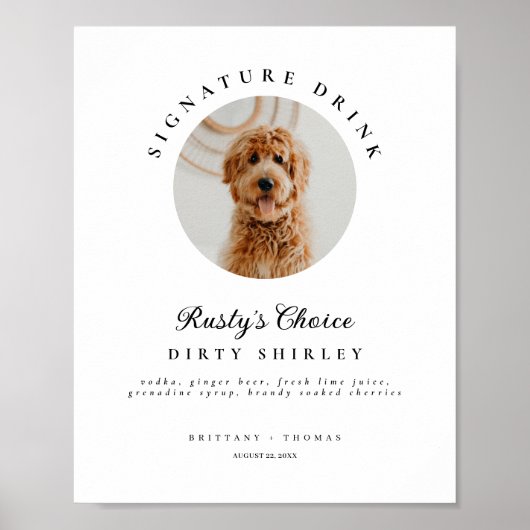 Poster Enseigne de boisson signature Mariage Bar Photo d' (Devant)