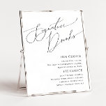 Poster Enseigne de boissons à signature de style minimali<br><div class="desc">Cette enseigne de boissons à la signature de script minimaliste fantaisiste est parfaite pour votre mariage bohème moderne minimaliste classique noir et blanc. Le design présente une lettrage calligraphié manuscrit élégant, délicat et romantique avec une typographie shabby chic formelle. Le look ira bien avec n'importe quelle saison de mariage :...</div>