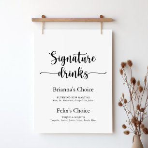 Poster Enseigne de boissons de signature de calligraphie