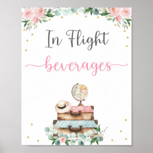 Poster Enseigne de Boissons de Voyage de Mariage Florale 
