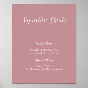 Poster Enseigne de boissons signature ROE rose et blanc