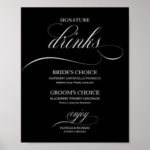 Poster Enseigne de boissons signatures Élégant mariage no