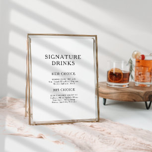 Poster Enseigne de boissons signatures minimaliste classi