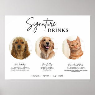 Poster Enseigne de boissons signatures pour 3 animaux de