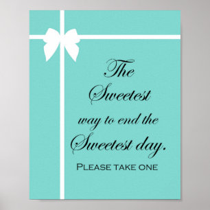Poster Enseigne de brunch de mariage turquoise Aqua