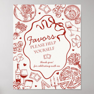 Poster Enseigne de cadeaux de fête de dîner de pâtes ital