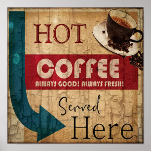 Poster Enseigne de café à néon vintage