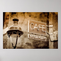 Enseigne de café sépia, Paris, France