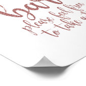 Poster Enseigne de Candy Bar Rose Gold Pailleté Script 8x (Coin)