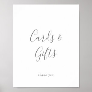 Poster Enseigne de Cartes et Cadeaux Argent Minimalistes
