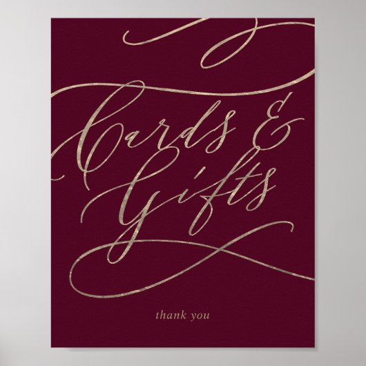 Poster Enseigne de Cartes et Cadeaux Calligraphie Bourgog (Devant)