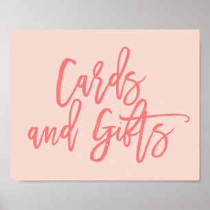 Poster Enseigne de cartes et cadeaux coralliens lettrage