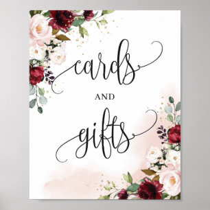 Poster Enseigne de cartes et cadeaux de mariage moderne r
