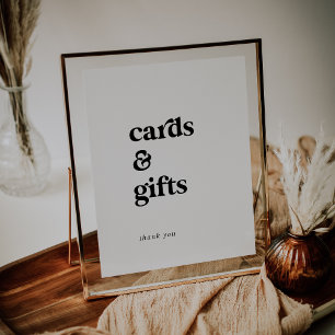 Poster Enseigne de Cartes et Cadeaux de Typographie Noire