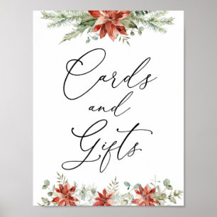 Poster Enseigne de cartes et cadeaux de verdure hivernale