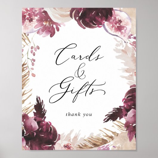 Poster Enseigne de Cartes et Cadeaux en Herbe des Pampas  (Devant)