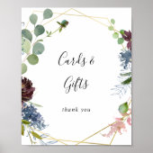 Poster Enseigne de cartes et cadeaux géométriques dorés B (Devant)