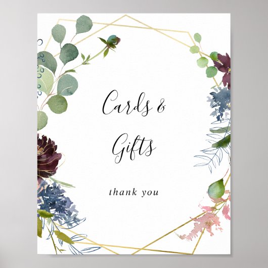 Poster Enseigne de cartes et cadeaux géométriques en or b (Devant)