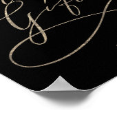 Poster Enseigne de Cartes et Cadeaux Noir Calligraphie Or (Coin)