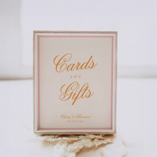 Poster Enseigne de Cartes et Cadeaux Rose Orange Lueur de