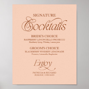 Poster Enseigne de cocktails signature minimaliste pour m