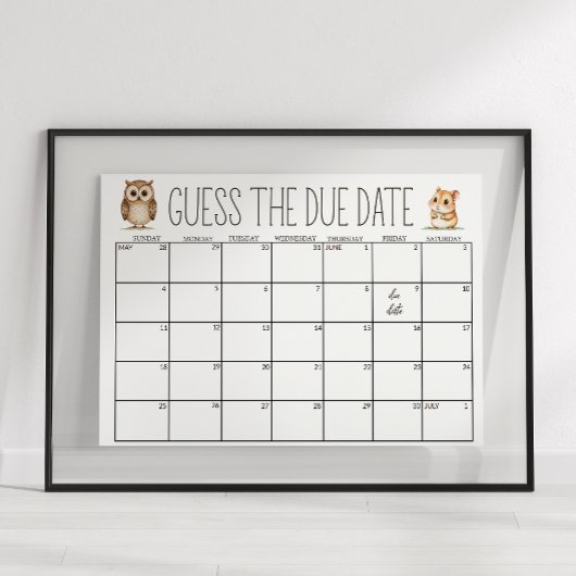 Poster Enseigne de devinette de date d'accouchement de do