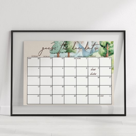 Poster Enseigne de devinette de date d'accouchement pour