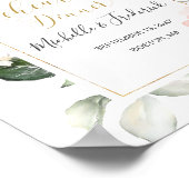 Poster Enseigne de dîner de répétition de fleurs à l'aqua (Coin)