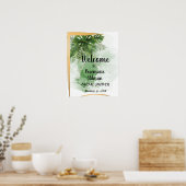 Poster Enseigne de douche de mariée tropicale Bienvenue (Cuisine)