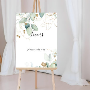 Poster Enseigne de Faveurs de Calligraphie Eucalyptus Or